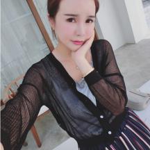 透視V領(lǐng)顯瘦針織衫女開衫