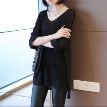 V領中袖針織衫