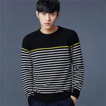 休閑時(shí)尚男士撞色條紋毛衣