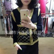 歐美時(shí)尚女士毛衣拼色短款外套