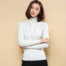 秋冬女式高翻領套頭修身羊絨衫