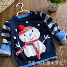 中小童卡通雪人韓版帶肩扣毛衣