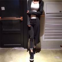 女中長款大碼針織毛衣外套