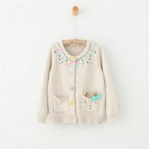 女童刺繡花朵毛衣開衫