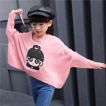 兒童秋裝毛衣女童套頭上衣蝙蝠衫
