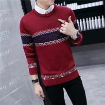 秋冬季新品毛衣男圓領(lǐng)套頭打底衫