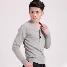 男式V領(lǐng)精梳棉帶扣修身時(shí)尚毛衫