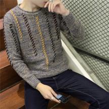 秋季新款男士毛衣韓版修身圓領(lǐng)套頭針織衫